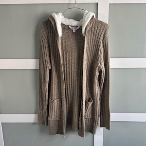 No Boundaries Brown Hooded Cardigan